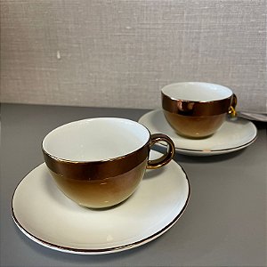 CONJUNTO 2 XÍCARAS CAFÉ COM 2 PIRES PORCELANA