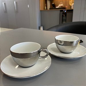CONJUNTO XÍCARA 2 PECAS CAFÉ COM PIRES PORCELANA