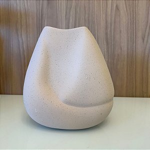 Vaso Dueto Lunar I Off White em Ceramica 27x25cm