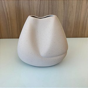 Vaso Dueto Lunar II Off White em Ceramica 22x23cm