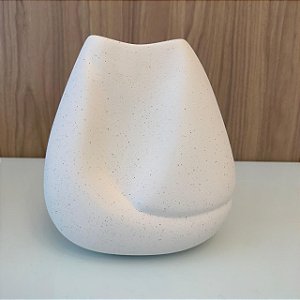 Vaso Dueto Lunar Branco I em Ceramica 28x17cm