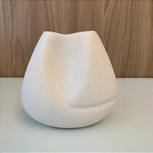 Vaso Dueto Lunar Branco II em Ceramica 22x23cm