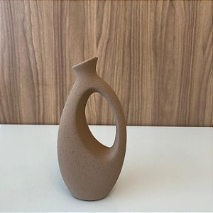 Vaso Garrafa Marrom Claro I em Ceramica 27x14cm