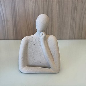 Escultura Pessoa Casal Sintonia II em Ceramica Bege 21x15x7cm