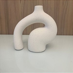 Vaso Fluxo II em Ceramica Branco com Pintinhas Pretas 22x23cm