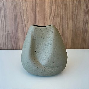 Vaso Dueto Lunar Verde I em Ceramica 27x26cm