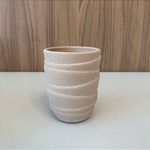 Vaso Copacabana I em Ceramica Off White com Pintinhas 16x13cm