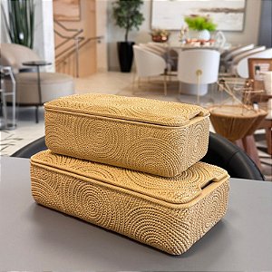Caixa em Poliresina Bege M 21x13cm e G 26x14cm