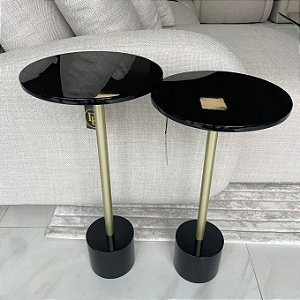 Conjunto Mesa Lateral Trianon Dourada e Preto
