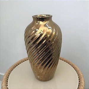 Vaso Decorativo Dourado Envelhecisdo em Espiral Medio 25x15cm