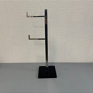 Suporte Papel Higienico Duplo em Acrilico Preto e Prata 52cm