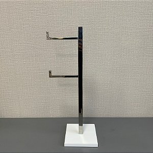 Suporte Papel Higienico Duplo em Acrilico Branco e Prata 52cm