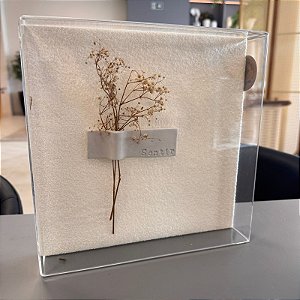 Quadro Acrilico com Escultura Sentir 25x25cm