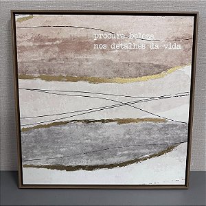 QUADRO ABSTRATO COM FRASE 68x68cm