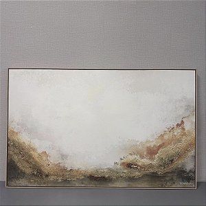 Quadro Abstrato Ocre e Verde com Folha de Ouro 1,47x93 cm