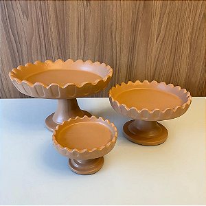 Boleira Decorativa em Ceramica Nude Rosado 39, 29, 20CM