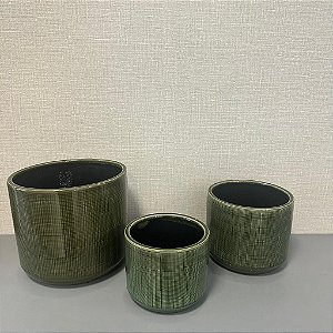Cachepot em Ceramica Verde Musgo