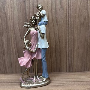 ESCULTURA CASAL 2 FILHOS 13X8X34CM