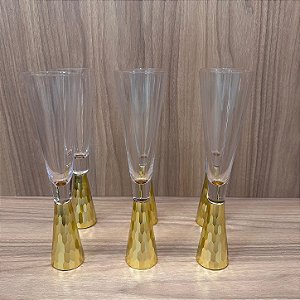 CONJUNTO TAÇA PARA CHAMPANHE DE CRISTAL E METAL 5,7X25CM 6 UNIDADES
