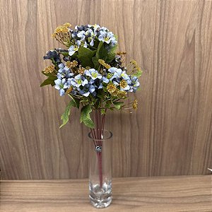 Buque de Flor do Campo com 9 Galhos Azul 39cm