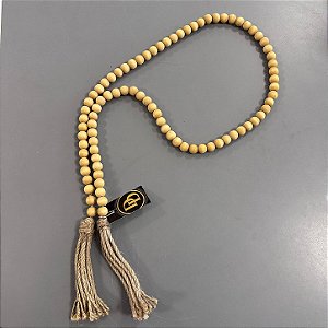 COLAR DECORATIVO EM MADEIRA E JUTA 155CM