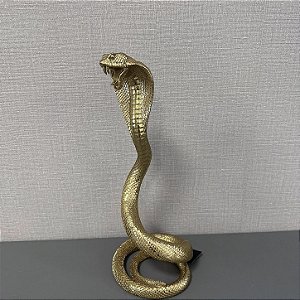 ESCULTURA SERPENTE EM POLIRESINA DOURADA 40X7CM