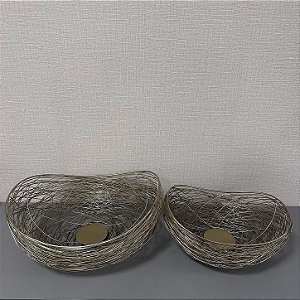 CENTRO DE MESA EM METAL DOURADO G40X17CM E M 36X14CM CM
