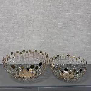 CENTRO DE MESA EM METAL DOURADO G 40CM X P 33CM