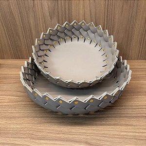 CENTRO DE MESA EM PU BEGE G 10X36CM E M10X30CM