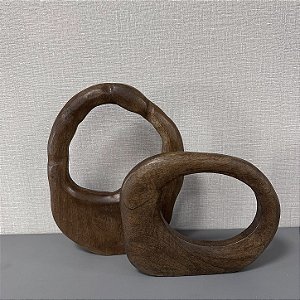 ESCULTURA ARCO EM MADEIRA G 33X27CM M 22X27CM