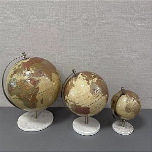 GLOBO DECORATIVO EM METAL E MARMORE