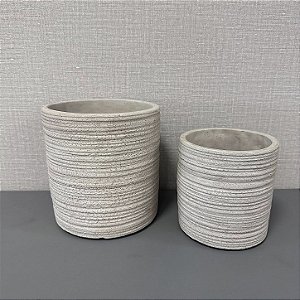 CACHEPOT DE CIMENTO BEGE G 18X18CM M 14X14CM