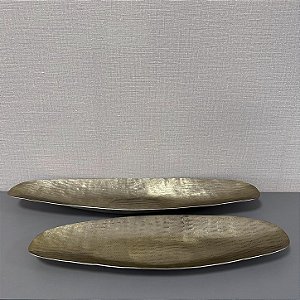 CENTRO DE MESA EM METAL DOURADO G 69X17 CM M 56X16 CM