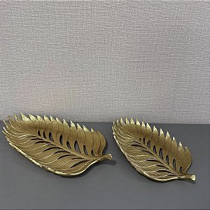 CENTRO DE MESA EM POLIRESINA DOURADO G 38X20CM M 30X18CM