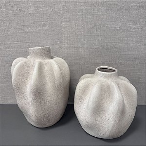 VASO EM CERAMICA AREIA G 38X30CM M 29X30CM
