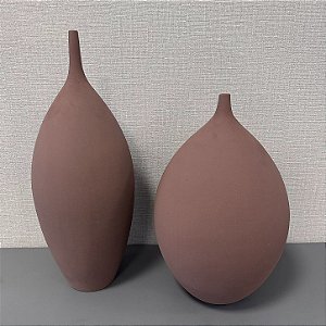 VASO EM CERAMICA MARROM G 42X18CM M 34X24CM