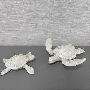 ESCULTURA TARTARUGA EM POLIRESINA G 28x26cm M 19x19cm