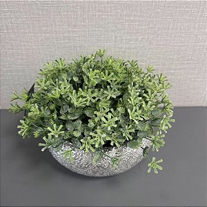 VASO DECORATIVO CROMADO ENVELHECIDO COM ARRANJO 18x19cm