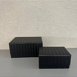 CAIXA MDF COM REVESTIMENTO EM PU PRETO G 24x12cm M 18x9cm