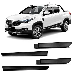 Friso Lateral Modelo Original Strada Cabine Dupla e Simples Preto 2021/2025