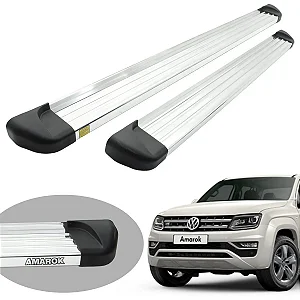 Estribo Alumínio Cromado com Track para VW Amarok Cabine Dupla 2011/2023