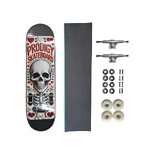 Skate de marfim juvenil completo PRODIGY SKATEBOARDS Stitch Skull