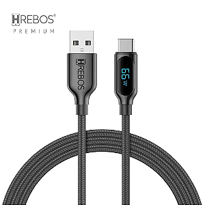 Cabo com display 66W  Tipo C - TechView - Hrebos