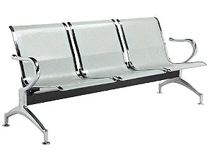 LONGARINA 3 LUGARES METAL CROMADA RECEPÇÃO AEROPORTO CLÍNICAS MARCA FRATINI