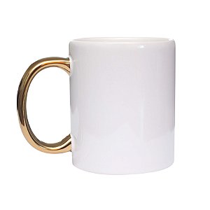 CANECA DE PORCELANA COM ALÇA DOURADA