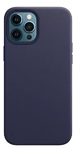 CAPA COURO MAGSAFE IPHONE 12/12 PRO AZUL MARINHO