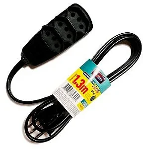 EXTENSAO DANEVA SORT PP 2P/T 10A-250V 1.3M PRETO REF.DN1790