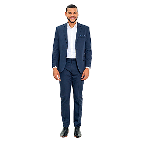 Terno Poliviscose Com Elastano Slim Azul Marinho + Calça com Ajuste Personalizado
