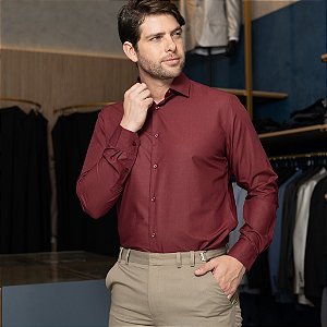 Camisa Social Vinho Fibra de Bambu