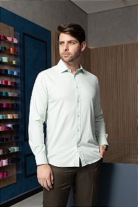 Camisa Social Verde Menta Fibra de Bambu com Elastano